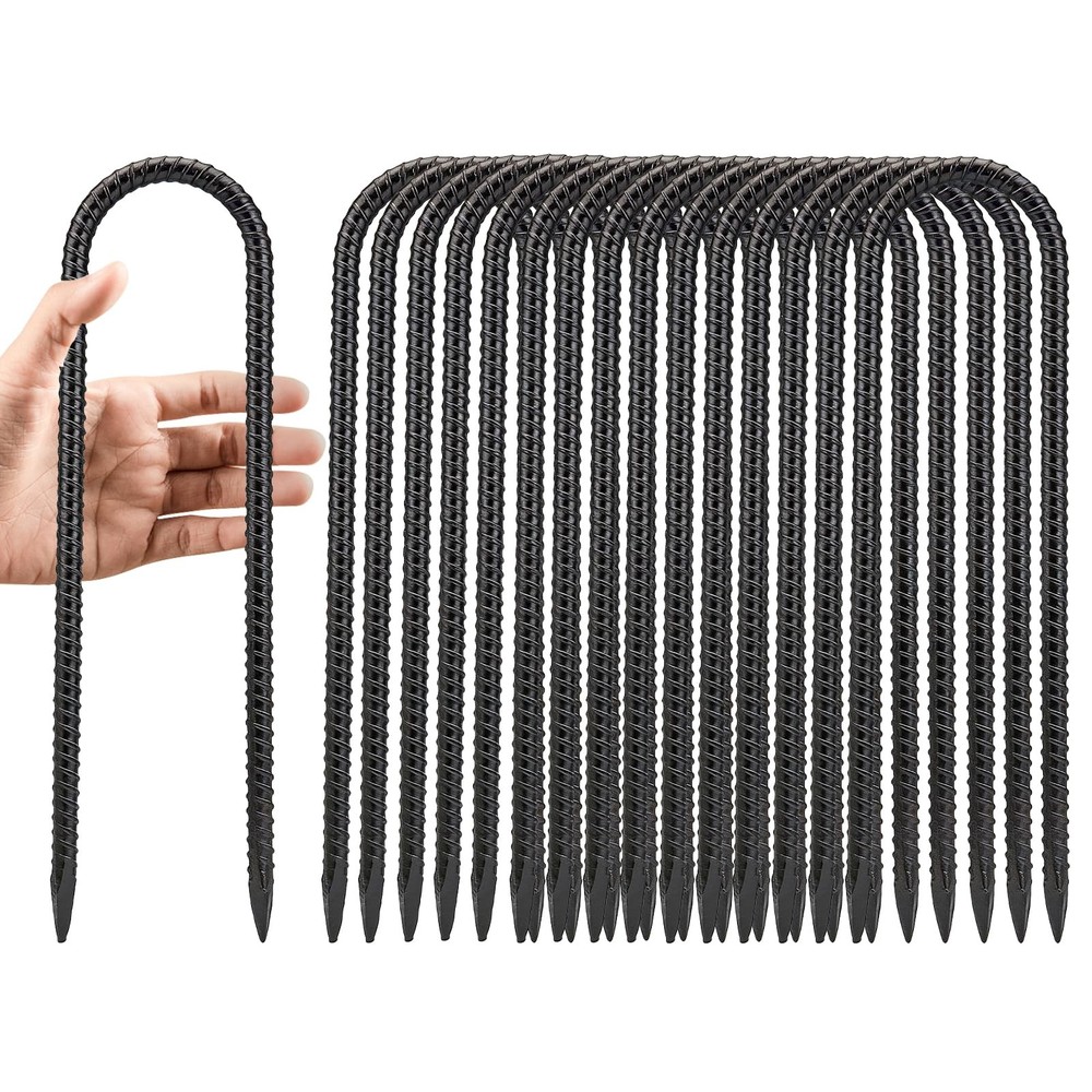 NONMON 12 Inch 16 Pack Trampoline Stakes Ground Stakes Heavy Duty Ground Anch…