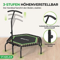 Fitness Trampoline Indoor Ø 122 cm, Trampoline Adult up to 250 kg, Ground Tram…