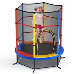 55″ Kids Trampoline Bouncing Jumping Mat Recreational Trampoline W/Enclosure Net