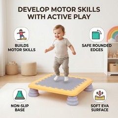 Yellow Mini Trampoline For Kids Sensory Trampoline Bouncing Board With Non LHEV