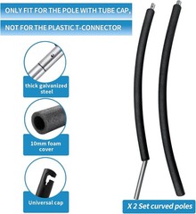 2 Sets Universal Trampoline Replacement Curved Net Pole, Curved Poles Kit for 10