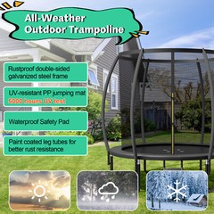 8FT 10FT 12FT Recreational Trampoline with Enclosure Net Combo Bounce Outdoor