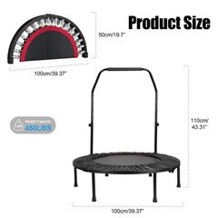 40″ Foldable Mini Trampoline,Exercise Trampoline Workout for Adults Load 450lbs