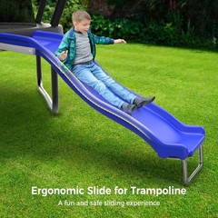 Heavy Duty Plastic Trampoline Slide with Support Frame for 8-16FT, Safer Outdoor