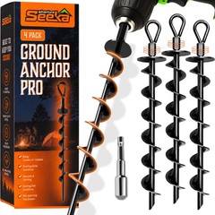 Ground Anchors Screw in Heavy Duty – 4 Pack with Power Nut Driver Drill Bit, …