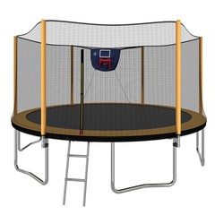 14FT Trampoline with Basketball Hoop, Safety Enclosure, Ladder, Orange