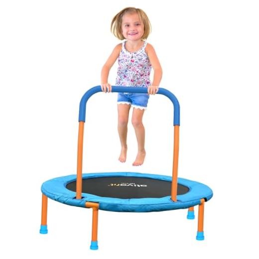 36-Inch Toddler Trampoline with Foam Handle – Foldable – Orange & Blue