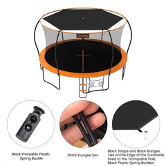Trampoline Shade Cover 14FT Round 8 Straight Pole Sun Canopy Top Protector