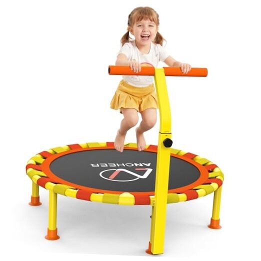 38” Toddler Trampoline,150lbs Capacity Mini Trampoline for Kids Orange Yellow