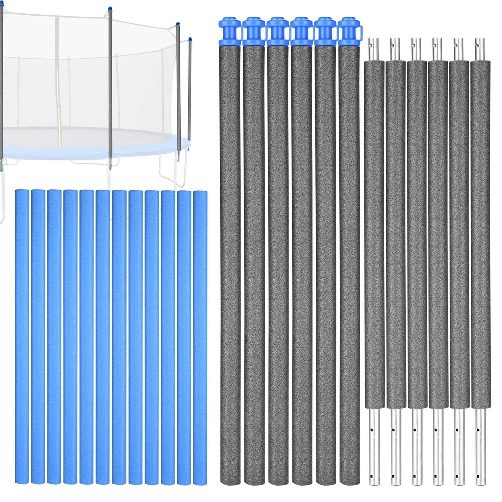 Xcceries 6 PcsTrampoline Replacement Straight Poles & 12 Pcs Pole Foam Sleeves