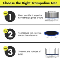 16′ Trampoline Safety Net Replacement Protection Enclosure Net for 12 Poles