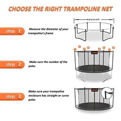 10/12/14FT Trampoline Net(Net Only),Trampoline 10FT Frame fits 8 Pole