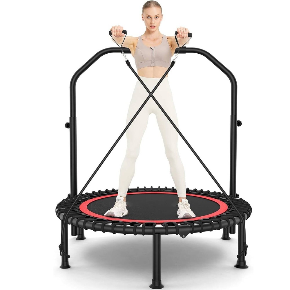 40″ Mini Trampoline with Upgraded Bungee Cords Adjustable Bar 450LBS Capacity US