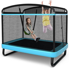 6FT Kids Trampoline with Swing, ASTM Approved Rectangle Recreational Trampoline