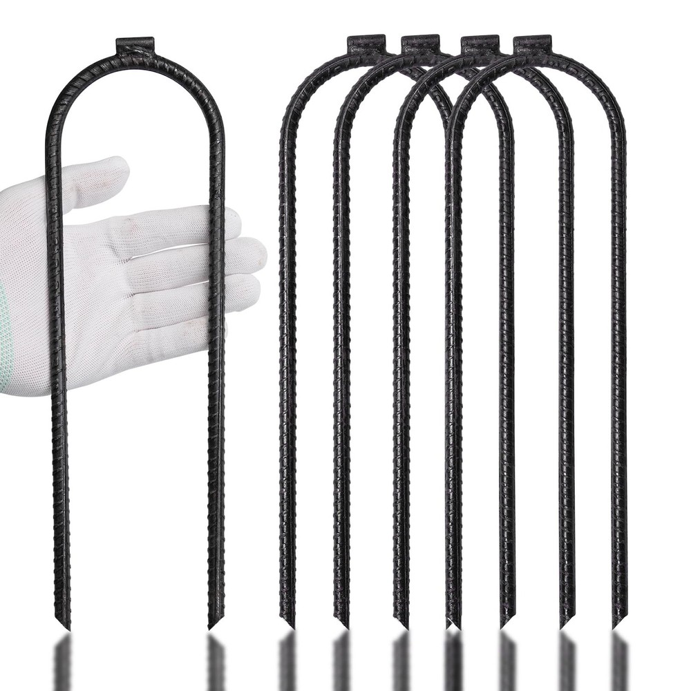 10 Inch Heavy Duty Trampoline Stakes, 16 Pack U Shaped Solid Steel Ground Anc…