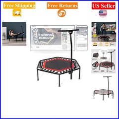 Indoor Rebounder Trampoline 43-inch Hex Shape Blue/Green/Red Adjustable Bar