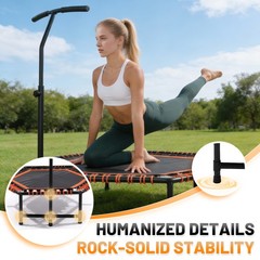 48″ Gym Mini Rebounder Trampoline for Adults Fitness with Adjustable Handle Bar