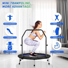 40″ Mini Trampoline Rebounder Trampoline Fitness Trampoline Foldable with Adjust