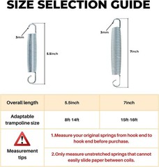 Set of 16 Heavy-Duty 7-Inch Stainless Steel Trampoline Springs – Unbreakable