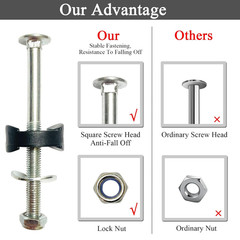 12 PCS Long Trampoline Screws 3.15 Inch, Anti-Loose Trampoline Bolts and Nuts