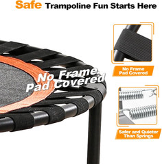 Mini Trampolín Plegable 40/48″ Fitness con Cuerdas Elásticas, Soporta 330 lb