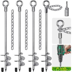 Insaga 30” Ground Anchors Screw in with Chain, Heavy Duty Trampoline Stakes,…