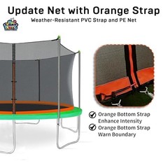 Net Replacement with 6 PoleCaps, 12-15 ft Round Safety Fits for 14Ft Frame