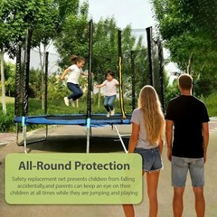 Trampoline Net Replacement Safety Enclosure Nets Protective 8FT 6Poles Black