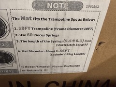 Doyuee Trampoline Replacement Jumping Mat 10ft Frame 8.56ft Mat X0043XZI17
