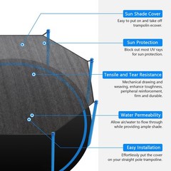 Trampoline Shade Cover, Trampoline Cover for 8FT 10FT 12FT 14FT 16FT Straight…