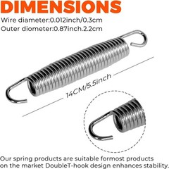 72 Pieces Trampoline Springs Replacement with T-Hook Heavy Duty Stainless Steel