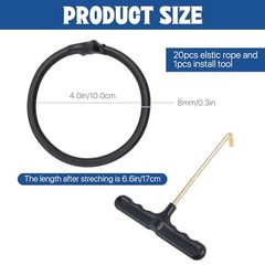 20Pcs Trampoline Replacement Bungee Cords, Black Elastic Trampoline Ropes with