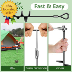 18”/30 Long Ground Anchor Heavy Duty Earth Anchors Ground Anchors Screw in Kit