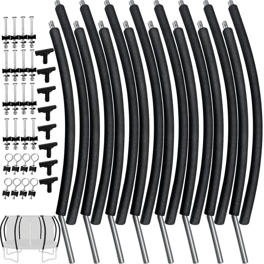 Universal Curved Trampoline Enclosure Poles Replacement 8 Pcs Curved Pole Set