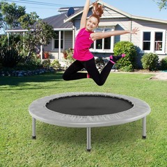 38” Folding Mini Trampoline Fitness Rebounder w/ Safety Pad Silver & Black