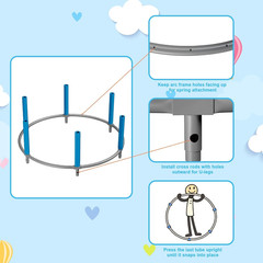 55″ Trampoline for Kids, 440Lbs Capacity with Safety Enclosure Net
