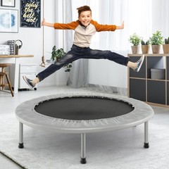 38” Folding Mini Trampoline Fitness Rebounder w/ Safety Pad Silver & Black