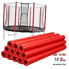 12 Pack Red Trampoline Pole Sleeve Covers 35.4 x 1.26 inches, Upgraded NBR