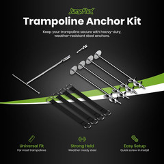 Jumpflex Trampoline Anchor Kit PRO, Heavy-Duty Metal Ground Anchors Set, Easy-To