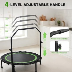 40″ Mini Rebounder Trampoline – 440lbs Max Load Quiet Bungee