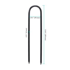 30 PCS U Shaped Rebar Stake, 12 Inch Heavy Duty Steel Ground Anchors, 0.32 in…