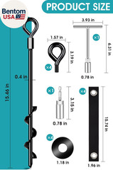 Ground Anchors Screw in 4Pcs, Trampoline Stakes Anchors with Straps Resistant Hi