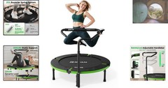 40″ Adjustable Handle Mini Trampoline – Stable & Safe Rebounder, 330lbs Capacity
