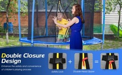 16ft Replacement Weather-Resistant Trampoline Safety Enclosure Net Double-Zipper