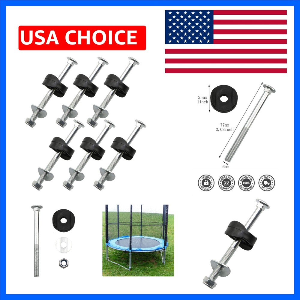 Trampoline Screws 6 Sets M6x75mm Outdoor Galvanized Railing Trampoline Screws…