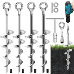 4 Pack 18″ Heavy Duty Ground Anchors for Shed Tent Carpots Camping Mobile Home