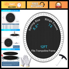 Trampoline Replacement Mat for 12ft 14ft 15ft Round Frames, Water-Resistant, UV