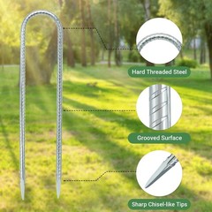Kiivakii 12 in 8 Pack Trampoline Anchors, 12 INCH-8 PCS, Silver