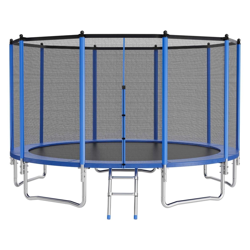 15FT Round Outdoor Trampoline w/ U-Shaped Legs & Net, 470lb, ASTM Certified