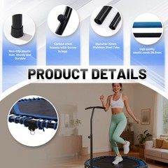 48″ Gym Mini Rebounder Trampoline for Adults Fitness with Adjustable Handle Bar